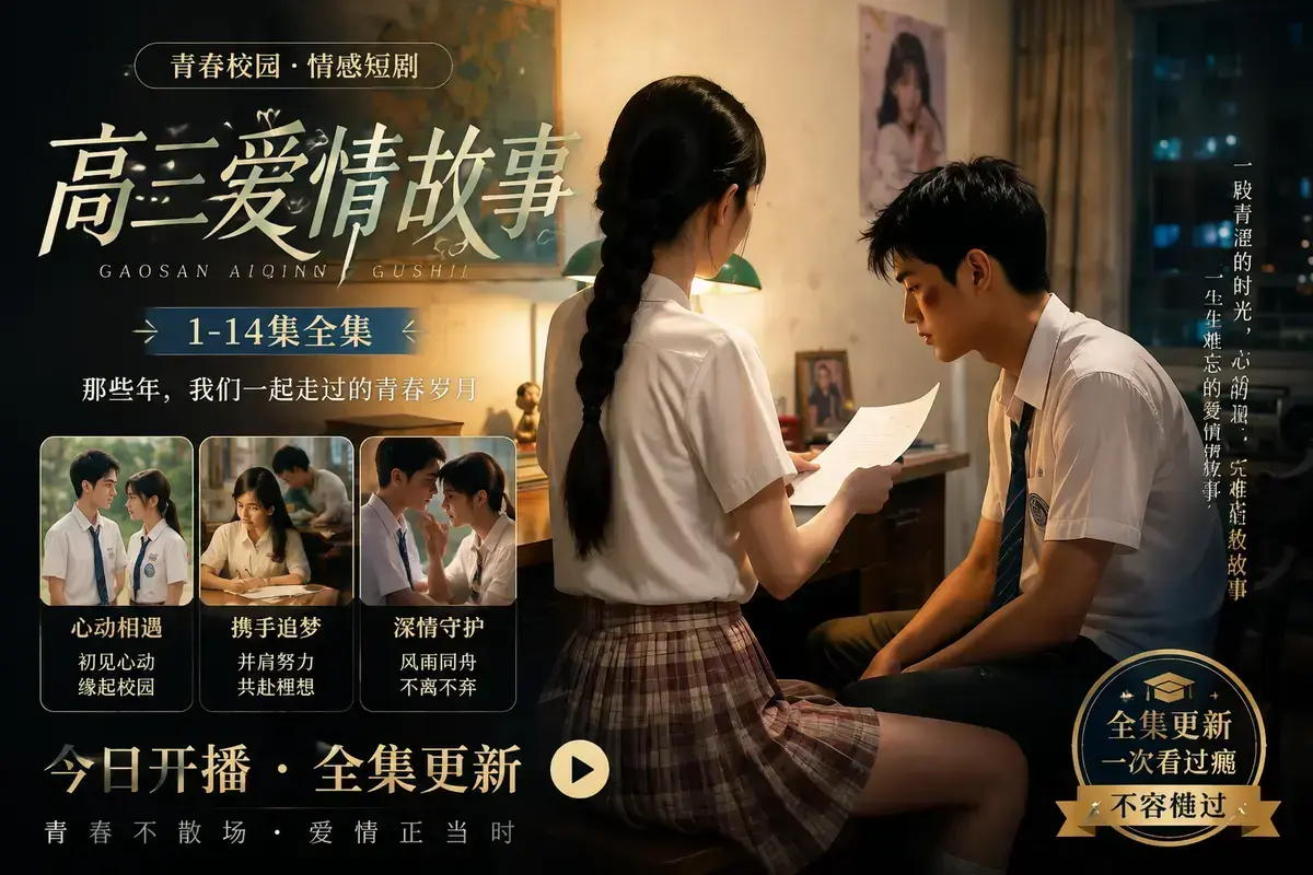 《AI 短剧高三爱情故事》高清完整版在线观看-林澈苏晚晴校园恋曲-初见心动误会虐心毕业告白-中字无删减版